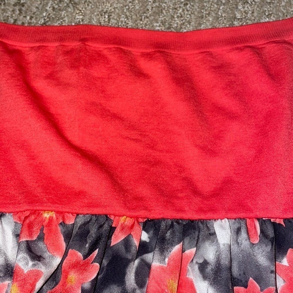 Strapless Red Floral Mini Dress - Picture 4 of 7